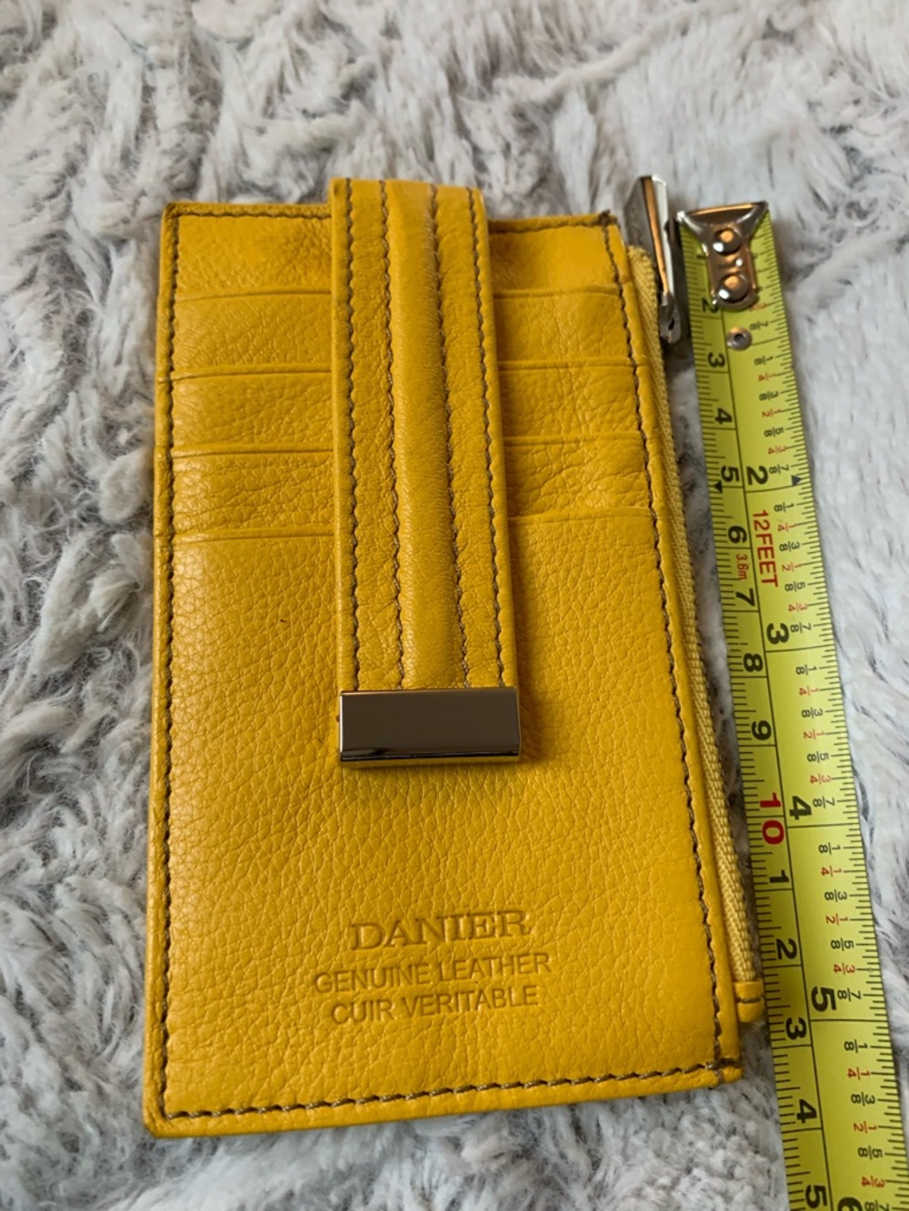 Danier Yellow Leather Card Wallet with Zip Pocket